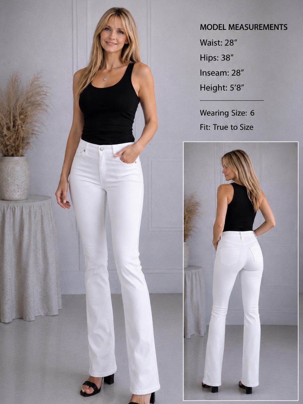 Gloria Vanderbilt Amanda White Slimming Jeans Size 8 NWT High Rise 29x30 - Picture 3 of 3